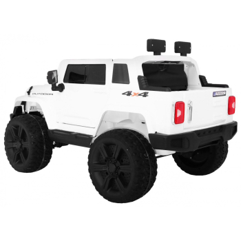 Auto na akumulator Mighty Jeep dla dzieci Biały + 2-osobowy + Napęd 4x4 + 2 bagażniki